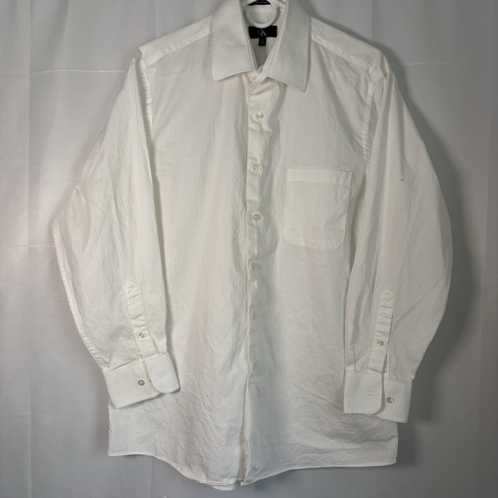 Calvin Klein Men's‎ Ribbed White Dress Shirt Large 16.5 32/33